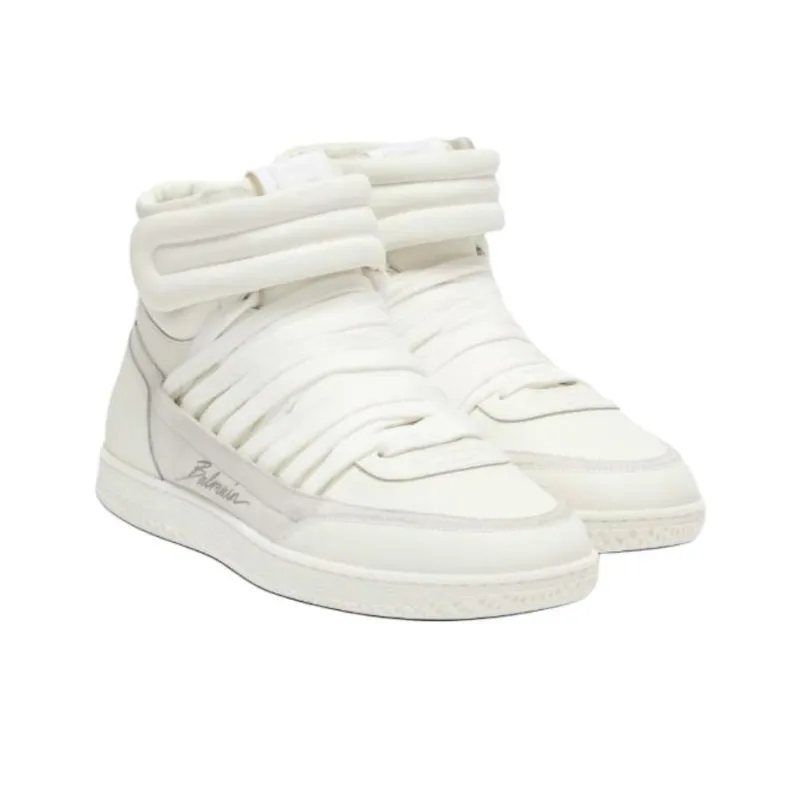 BALMAIN Swan High Top Skateboard Shoes Men's White-1