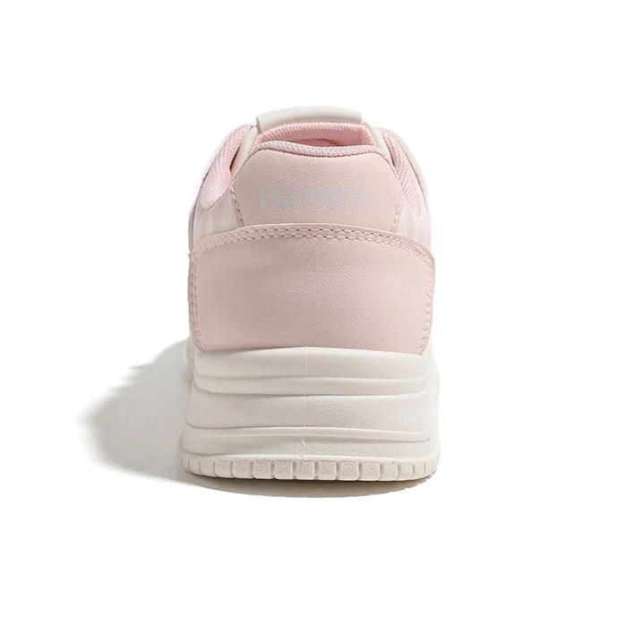 HUANQIU Cushioning, Abrasion Resistant, Height Increasing Low Top Skateboard Shoes Women's Beige Pink-3