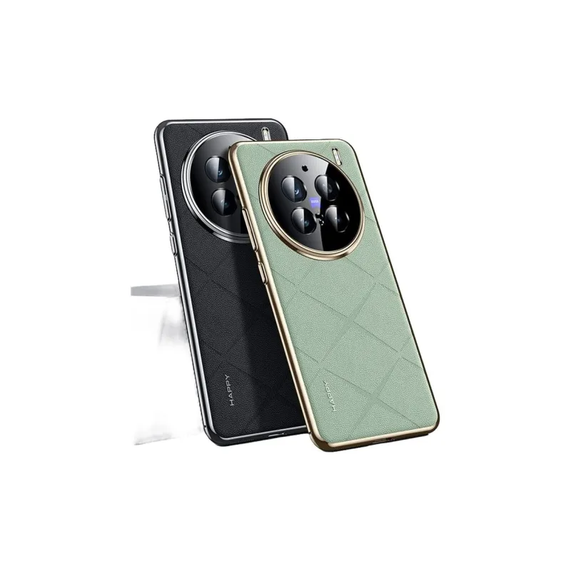 YINZHESHAN Vegan Leather Material Electroplated With Veneer Phone Cases Compatibility VivoX300 Business Formal-1