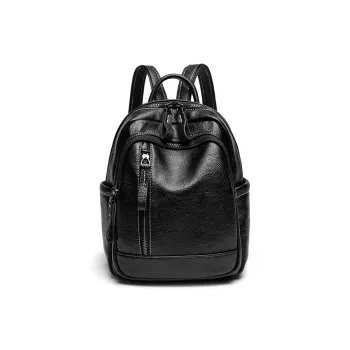 VANDEE Microfiber With Cow Leather Backpack Travel Bag Trumpets Women's Black