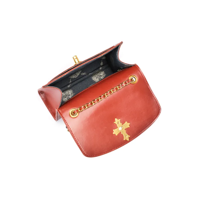 Ed Hardy Classic Series Cow Leather/Synthetic Leather Crossbody Bag, Shoulder Bag Regular Women's Black/Brown-11