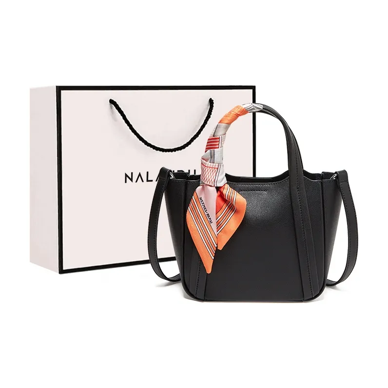 Narandu Cow Leather Basket Bag Handbag Crossbody Bag Shoulder Bag Medium Size Women's Apricot-5