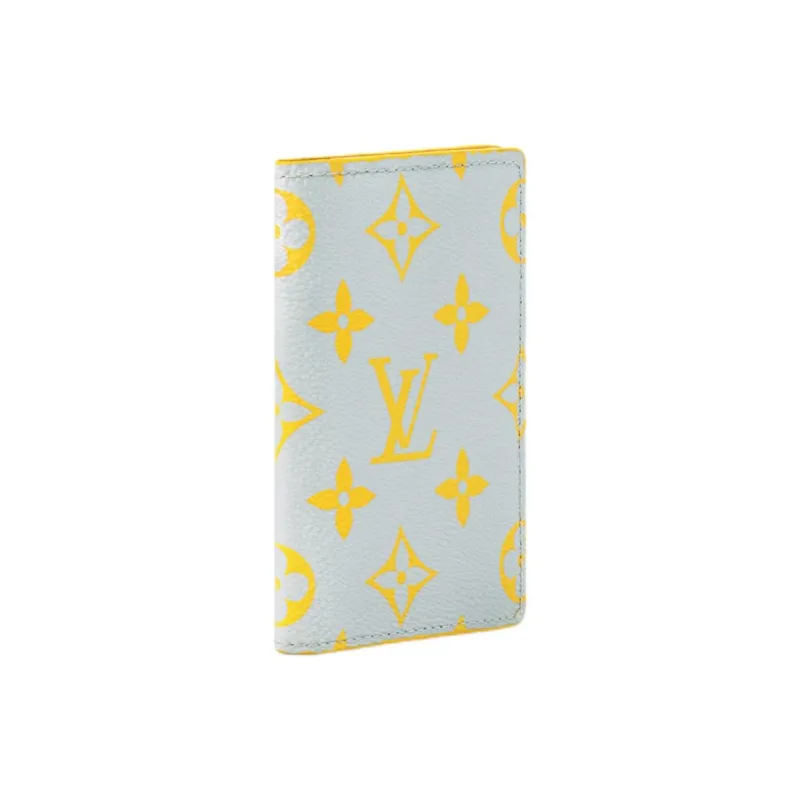LOUIS VUITTON Monogram Glow Coated Canvas Card Holder Men's Gray & Yellow-1