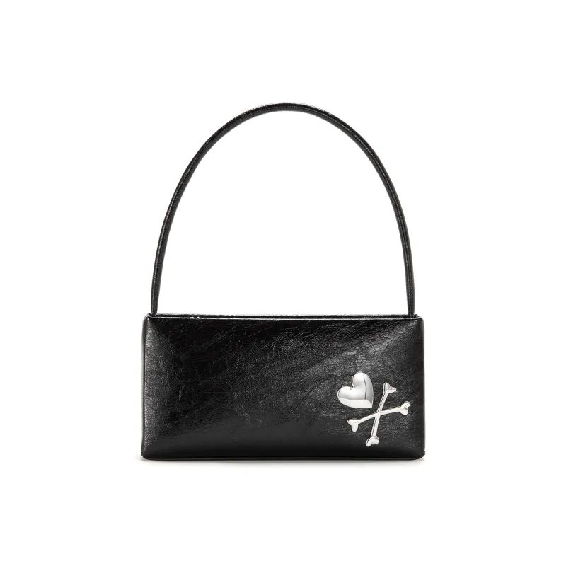 MESUCA ×Tokidoki/Tokidoki Collaboration Synthetic Leather Baguette Bag Handbag, Shoulder Bag Women's Black-0
