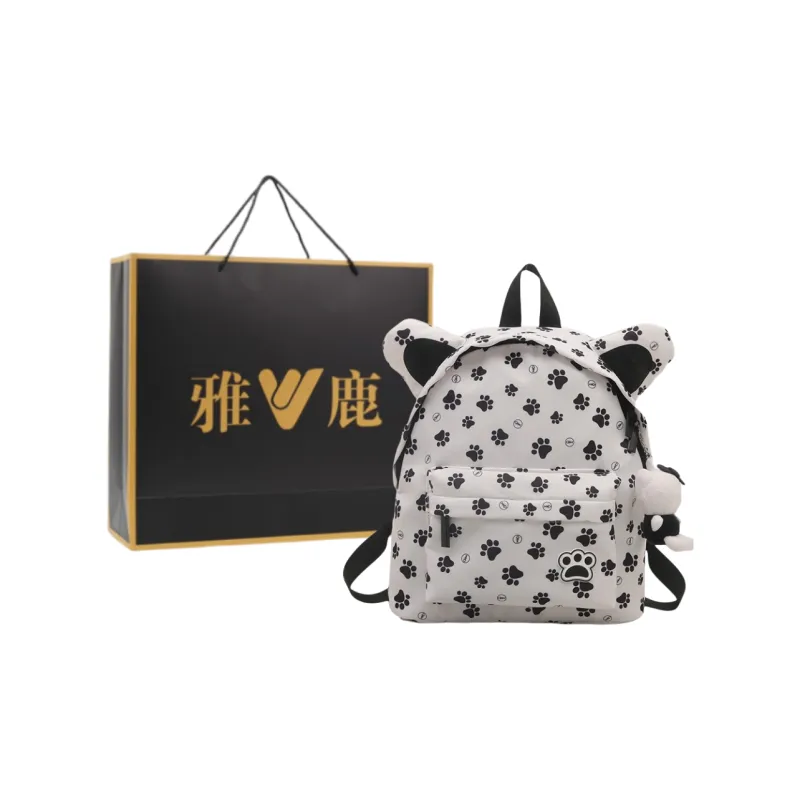 Yalu Fabric Work Backpack Women's Colorful Footprints/Brown Leopard Print/Pink Leopard Print/Black Footprints-11