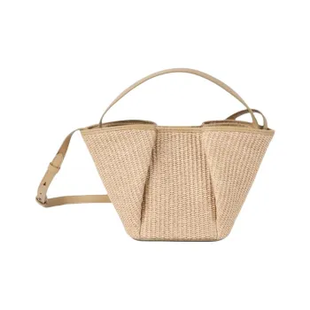 Brunello Cucinelli Calfskin Bucket Bag, Shoulder Bag, Crossbody Bag, Handbag Unisex Beige