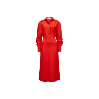 Victoria Beckham Long Sleeved Dress Women's Red