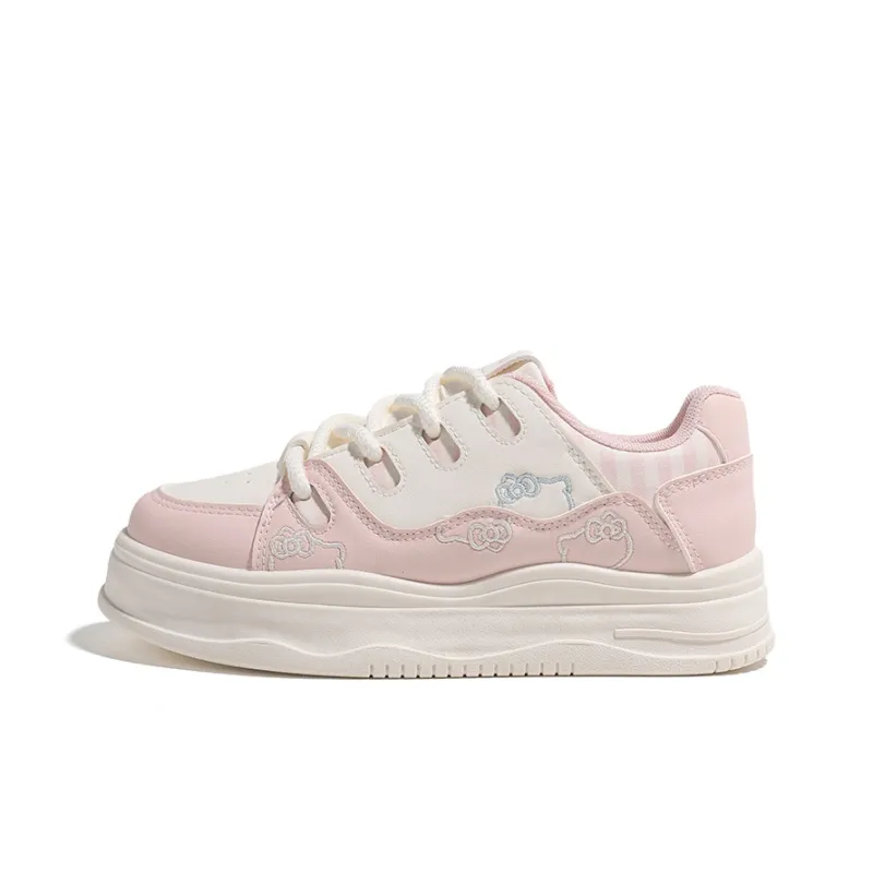 HUANQIU Cushioning, Abrasion Resistant, Height Increasing Low Top Skateboard Shoes Women's Beige Pink-0