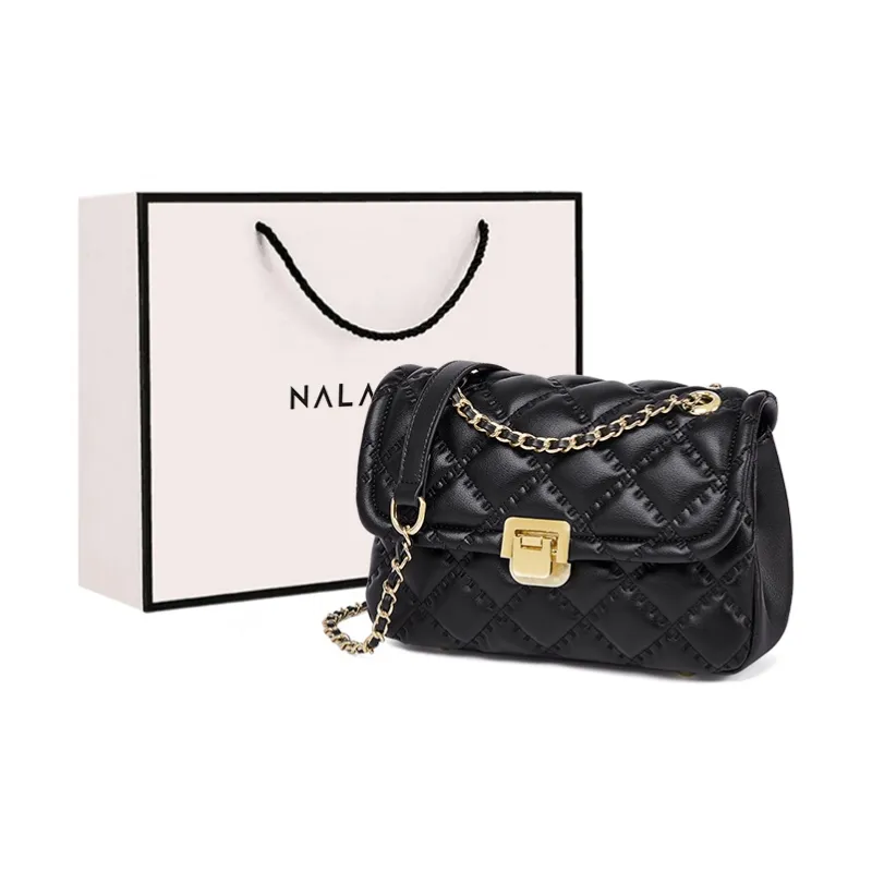 Narandu Cow Leather Chain Bag Shoulder Bag Women's Ecru/Black-2