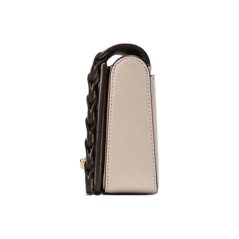 COACH Dinky Leather Flap Bag, Shoulder Bag, Crossbody Bag Small Size Women's Platinum-4