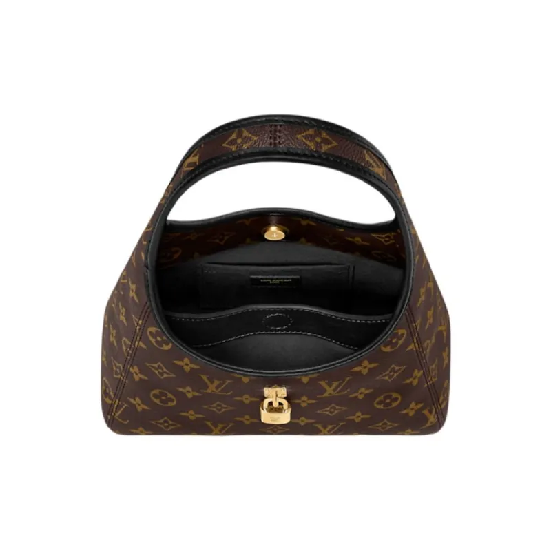 LOUIS VUITTON Monogram Coated Canvas HOBO Bag, Shoulder Handbag Trumpets Women's Brown-3