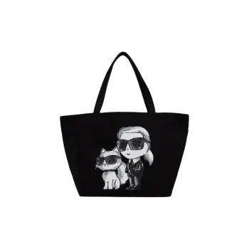 KARL LAGERFELD IKON Recycled Cotton Tote Bag, Shopping Bag, Shoulder Bag Women's Black