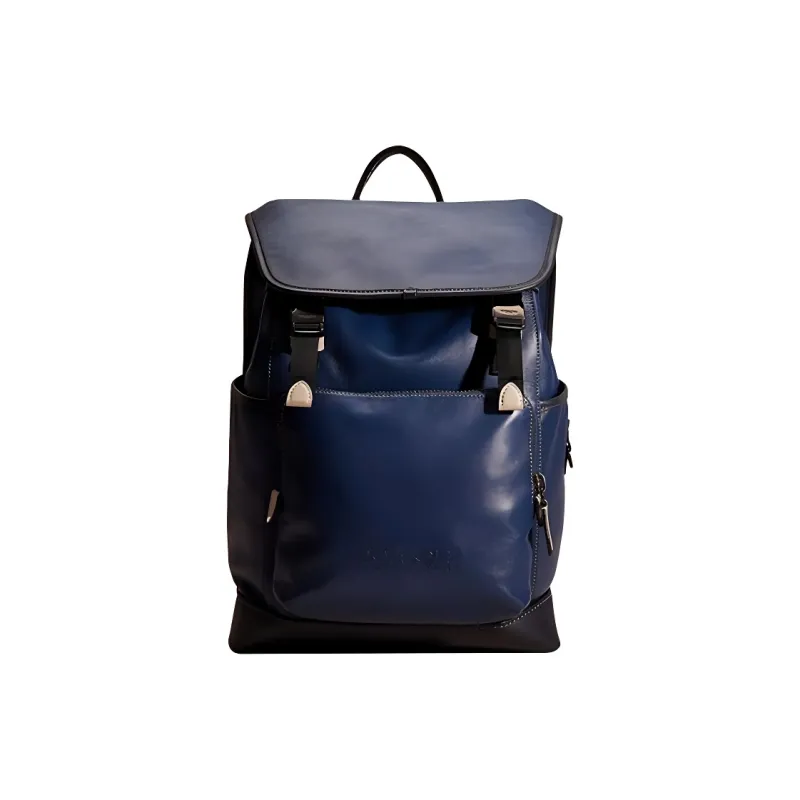 COACH League Genuine Leather Backpack Large Size Women's Dark Blue-0