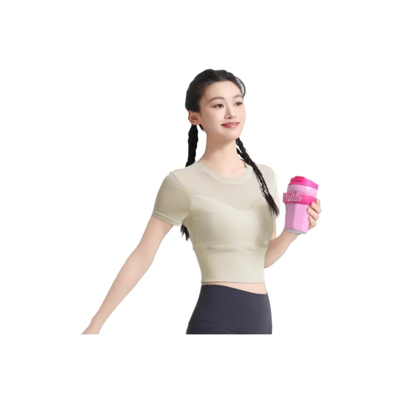 Barbie Yoga T Shirts Women's Milk White-0