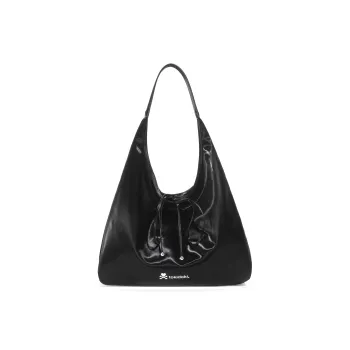 MESUCA Tokidoki Collaboration Recycled Leather Shoulder Bag Women's Black/Silver Gray