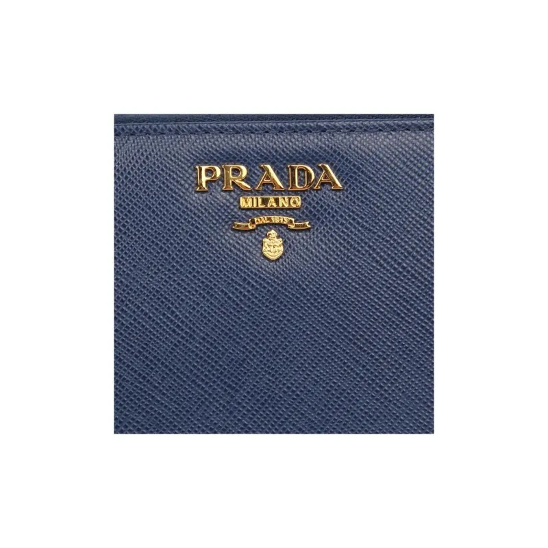 PRADA Cow Leather Wallet Women's Blue-5