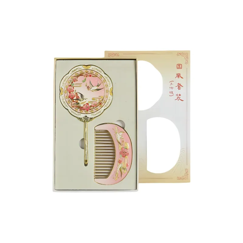 Future Maple Chinoiserie Phoenix Play Peony Traditional Chinese Style Metal Makeup Mirror Portable-5