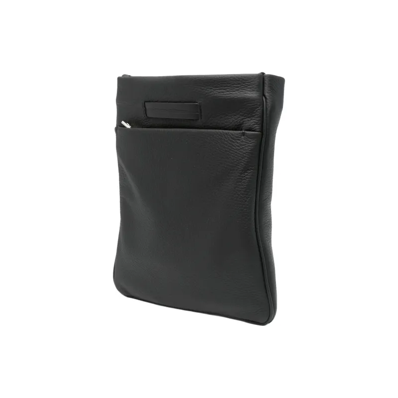 Zegna Calfskin Messenger Bag, Shoulder Bag Men's Black-1