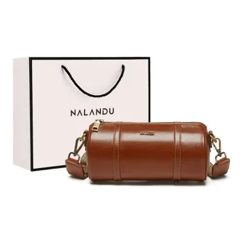 Narandu Cow Leather Cylinder Bag, Crossbody Bag, Shoulder Bag Women's Brown/Midnight Black