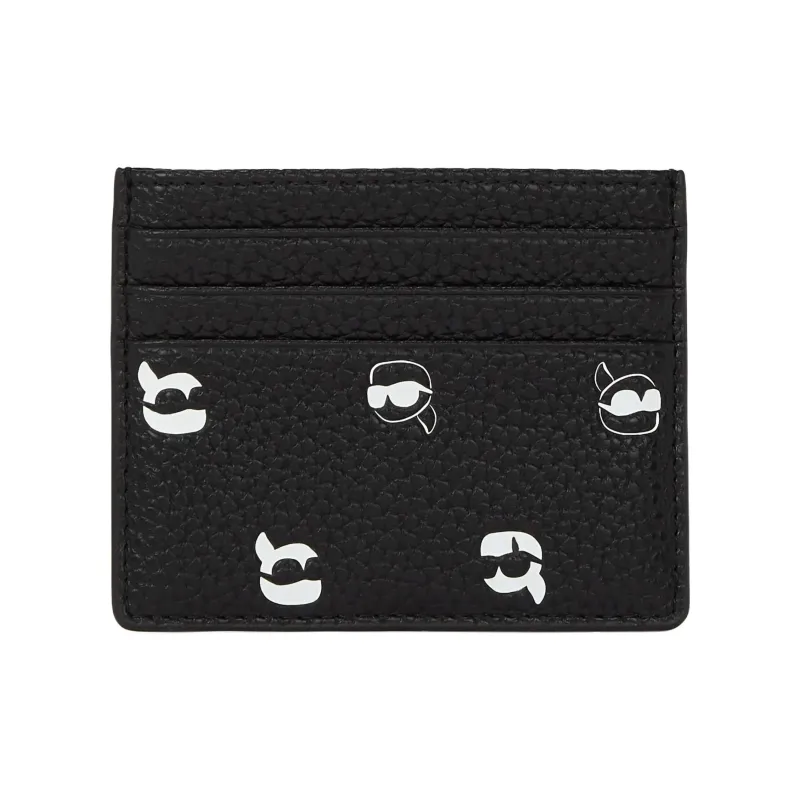 KARL LAGERFELD IKON Eco Friendly Recycled Polyurethane Card Holder Women's Black & White-1
