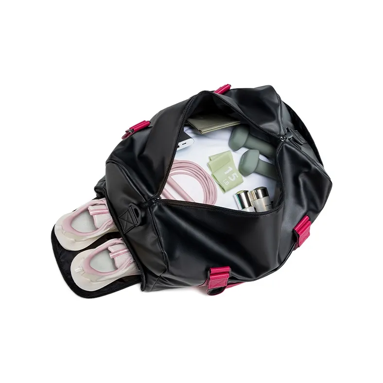 HLA 32L PU Crossbody Bag Travel Bag Gym Bag Unisex Black Plum-4