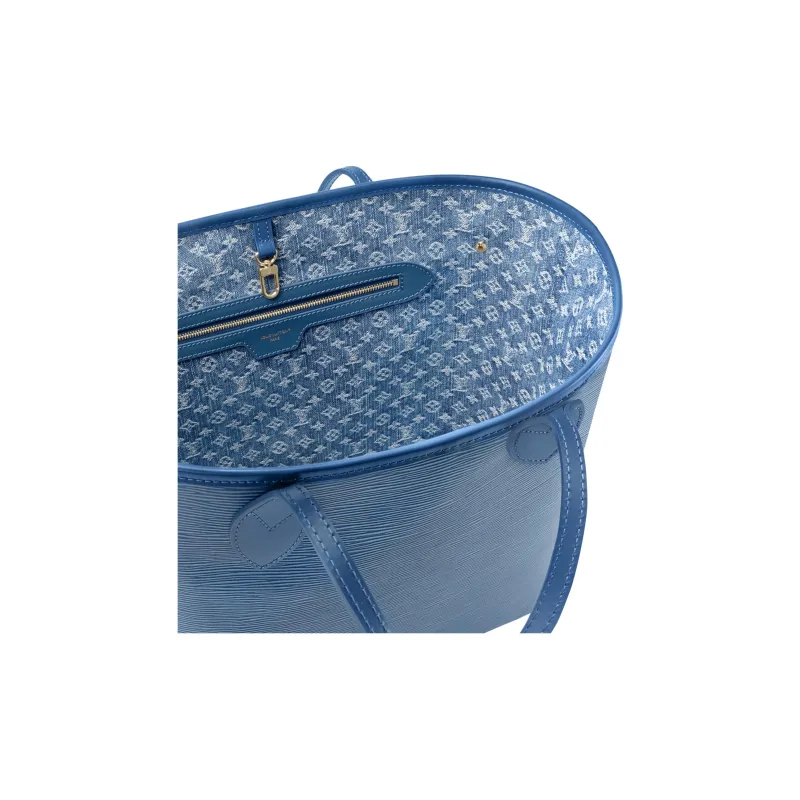 LOUIS VUITTON NEVERFULL Cow Leather Tote Bag, Shopping Bag, Handbag, Shoulder Bag Medium Size Women's Blue-4