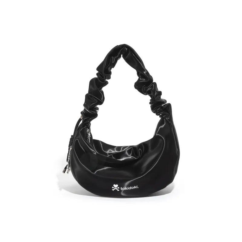 MESUCA ×Tokidoki/Tokidoki Collaboration Recycled Leather Portable Crossbody Bag, Shoulder Bag Women's Black/Silver Gray-0