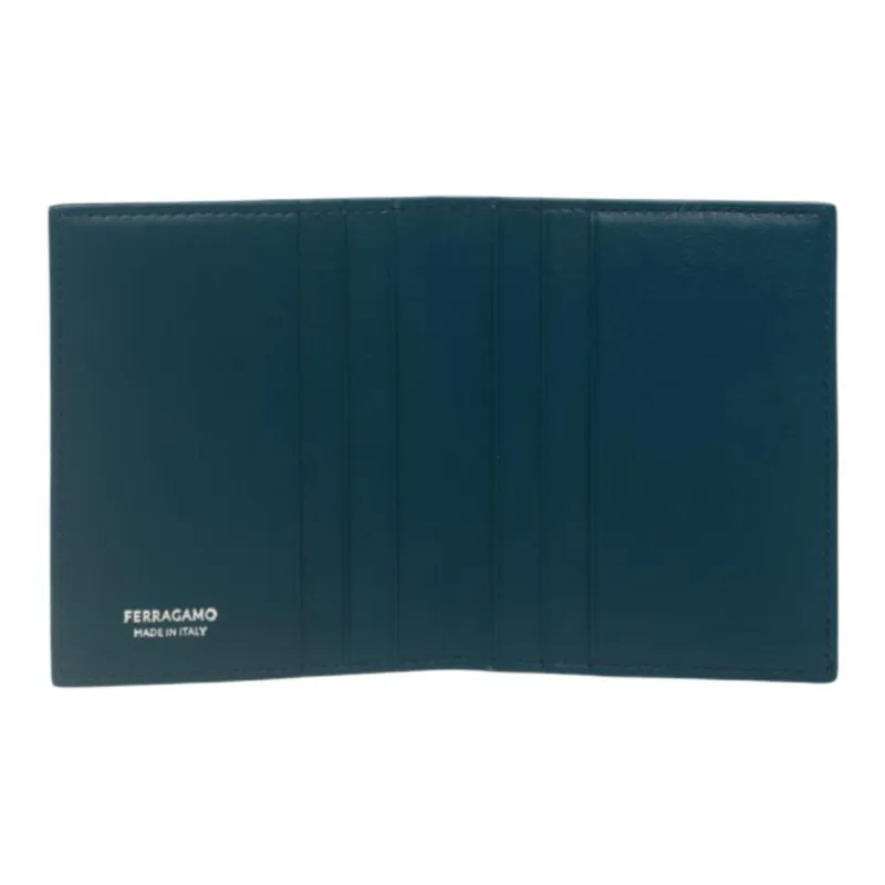 FERRAGAMO Calfskin Card Holder Men's Dark Blue-3