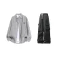 Black and White Striped Shirt+Black Pants