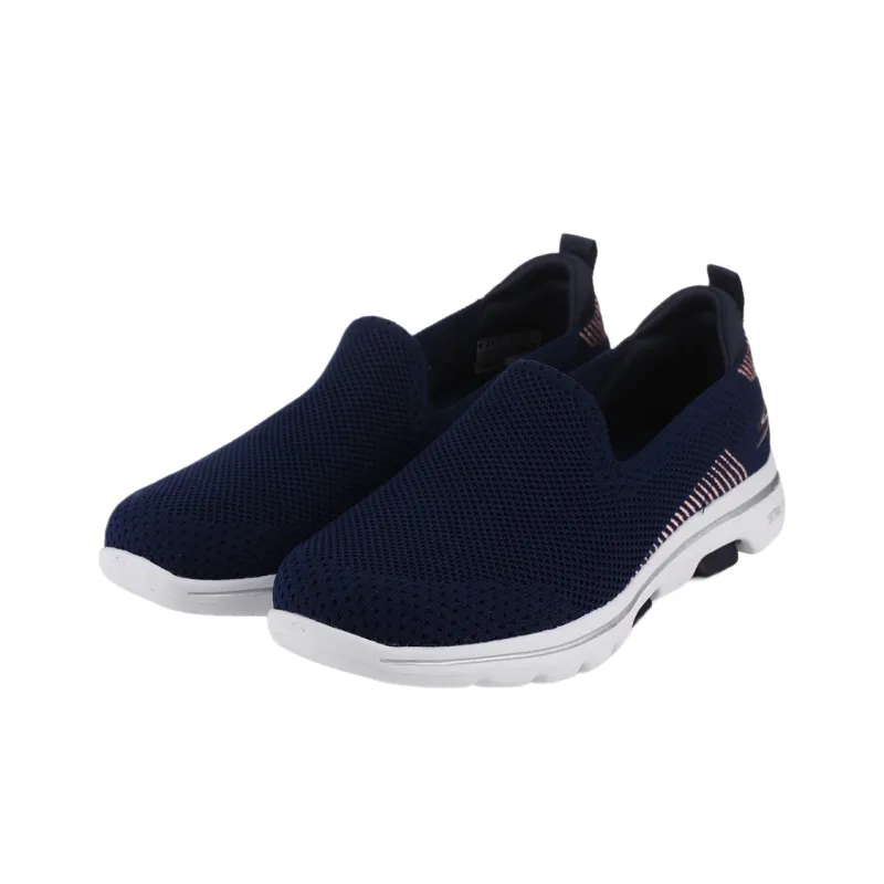 Skechers Go Walk 5 Shock Absorbers Low Top Casual Shoes Women's Navy Blue-2