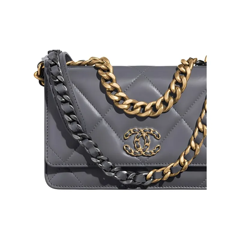 CHANEL 19BagWOC Leather Shoulder Bag, Crossbody Bag, Handbag Women's Cement Gray-2