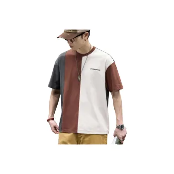 BUYDAUL T Shirts Men Red & Apricot & Gray