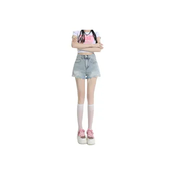 Wen Shan Denim Shorts Women's Light Blue