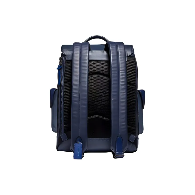 COACH League Genuine Leather Backpack Large Size Women's Dark Blue-1