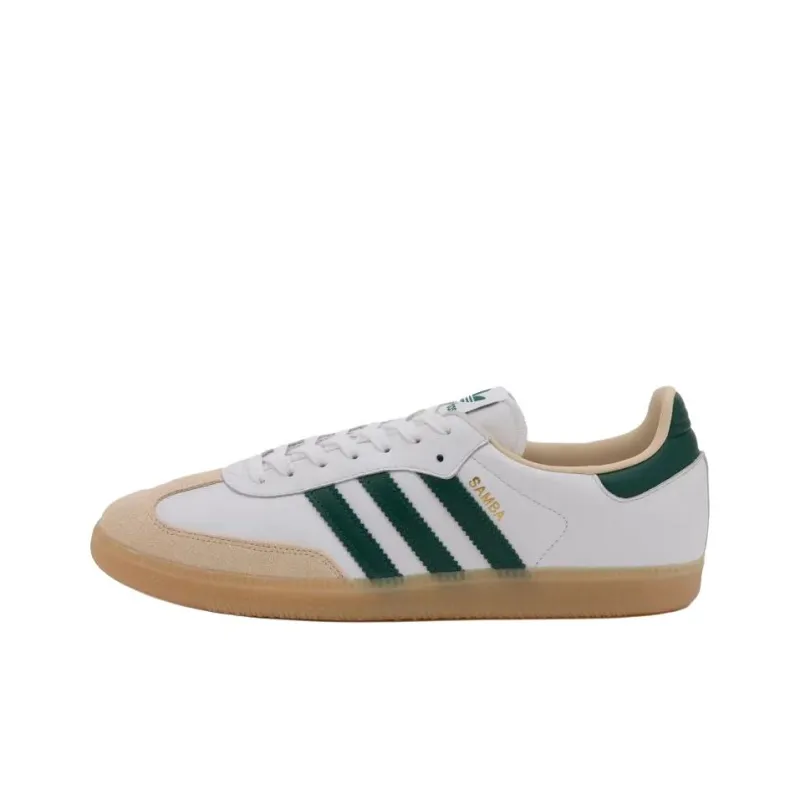 Adidas Originals SAMBA OG Abrasion Resistant Low Top Skateboard Shoes Unisex White Green-0