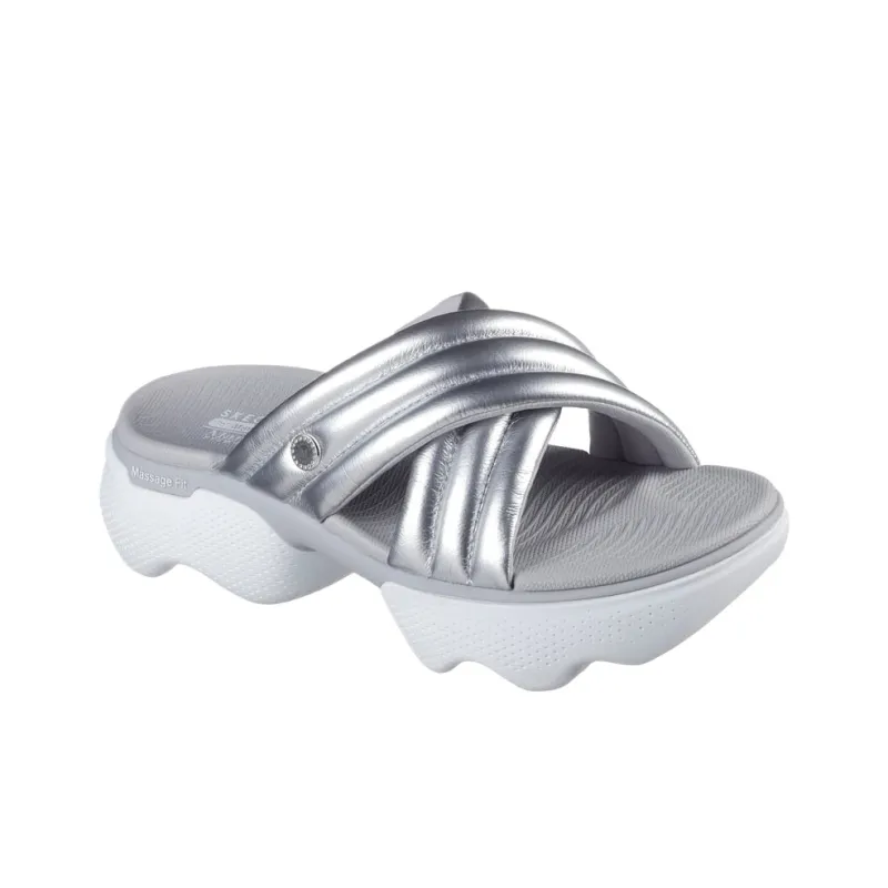 Skechers Massage Fit Shock Absorbers Slide Slippers Women's Silver-2