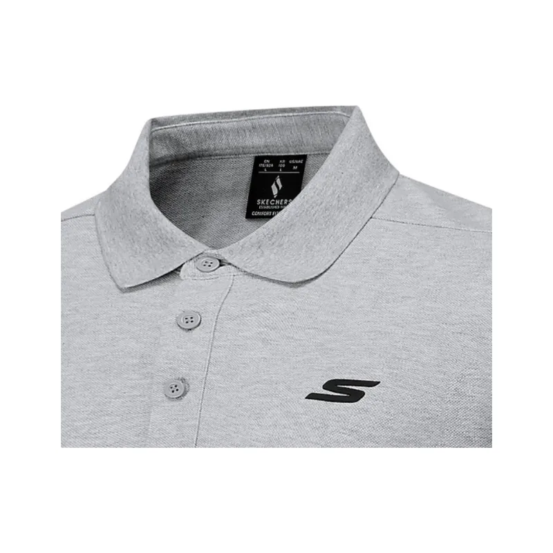Skechers GODRI Polo Shirt Men's Heather Medium Gray 0448-2