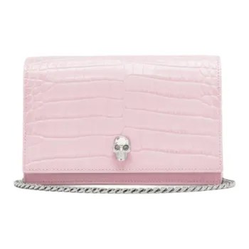 Alexander McQueen Skull Cow Leather Crossbody Bag, Shoulder Bag Trumpets Women's Rose