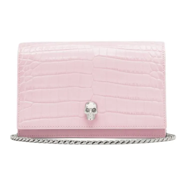 Alexander McQueen Skull Cow Leather Crossbody Bag, Shoulder Bag Trumpets Women's Rose-0