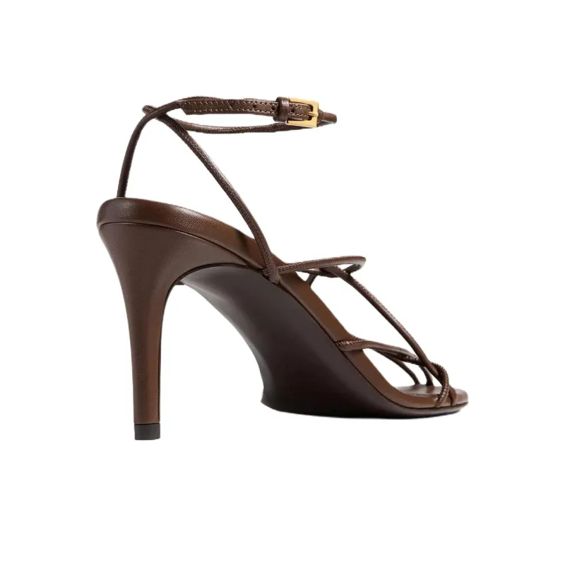 KHAITE Loulou One Strap Sandals 7.5cm Women's Brown-3