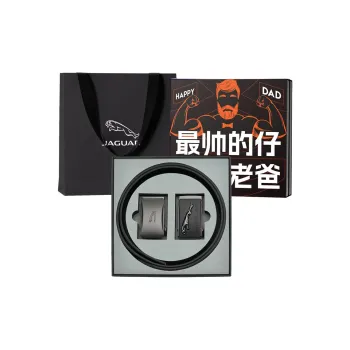 JAGUAR Split Cow Leather Belts Men's Black 3.5cm