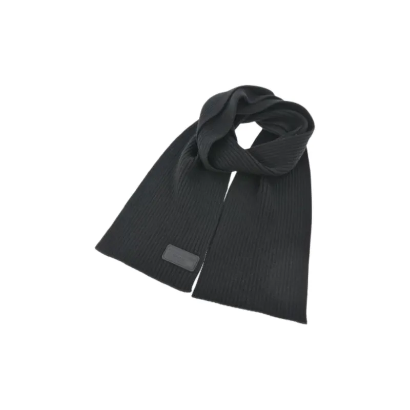 PRADA Wool Knit Scarves Men's Black-0