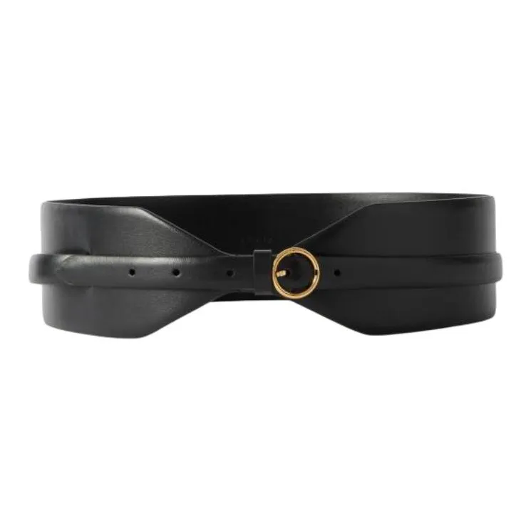 Alaia Calfskin Leather Belts Unisex Black -0