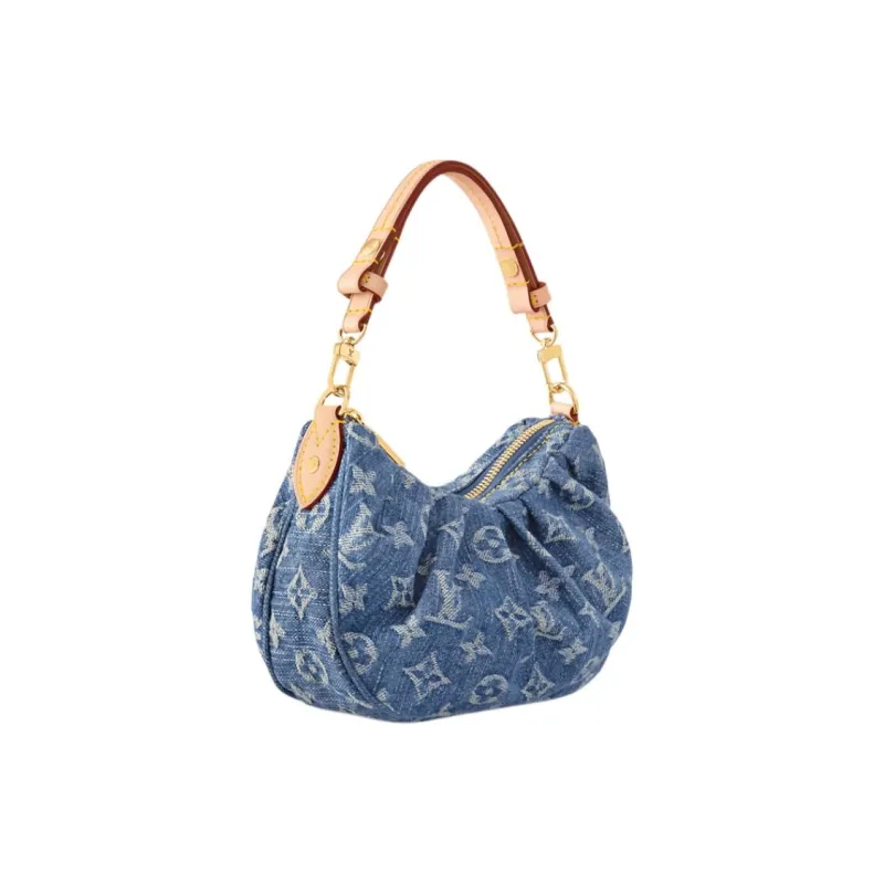 LOUIS VUITTON Monogram Cotton Denim Fabric Handbag, Shoulder Bag Women's Blue-1