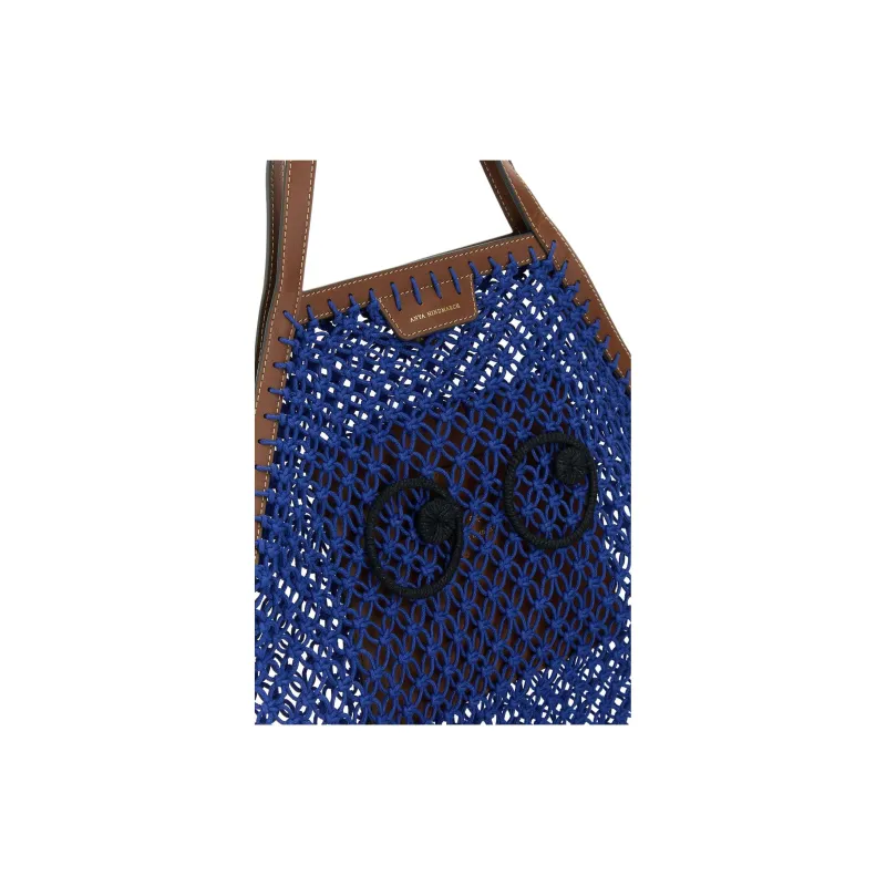 Anya Hindmarch Fabric Tote Bag, Shopping Bag, Shoulder Bag Women's Blue-3