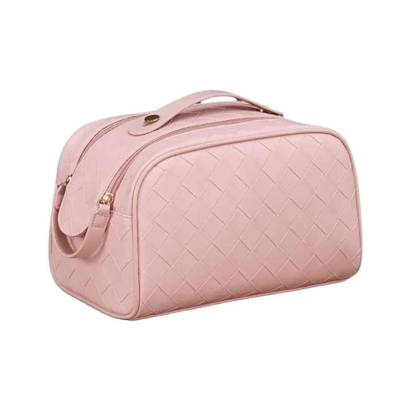 ZHIYIN Solid Color Portable Skincare Storage Bag With Double Zipper, Large Capacity, Unisex Make up Tools-3