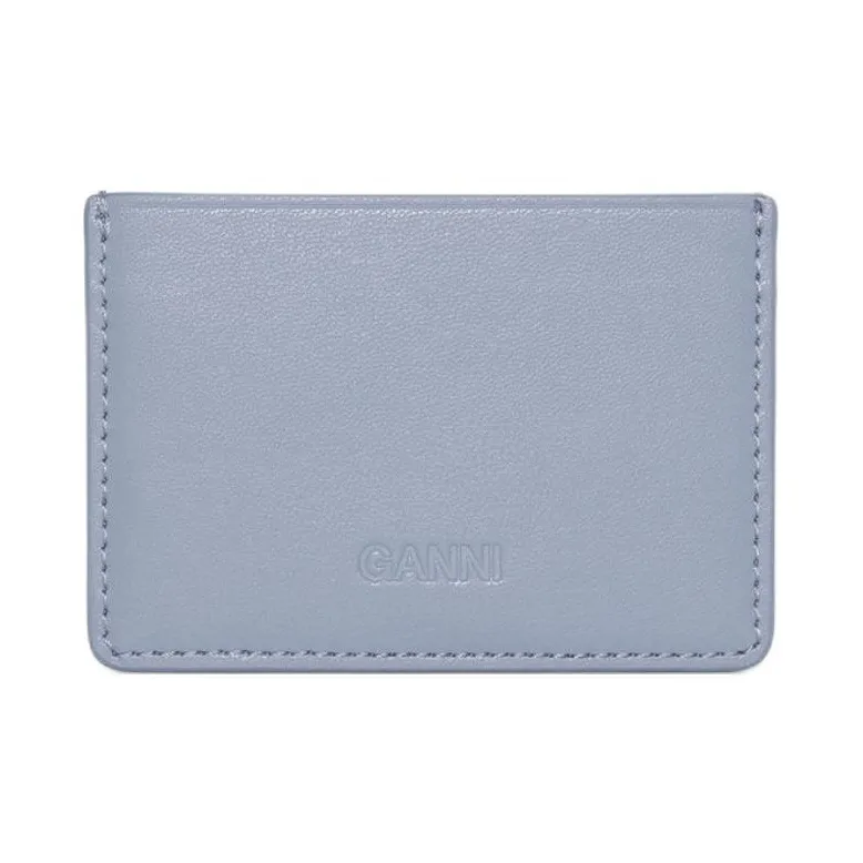 GANNI Recycled Leather Card Holder Women's Blue-1