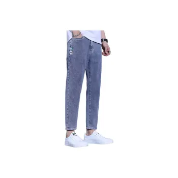 JIKENDI Jeans Men Light Blue Ankle Length
