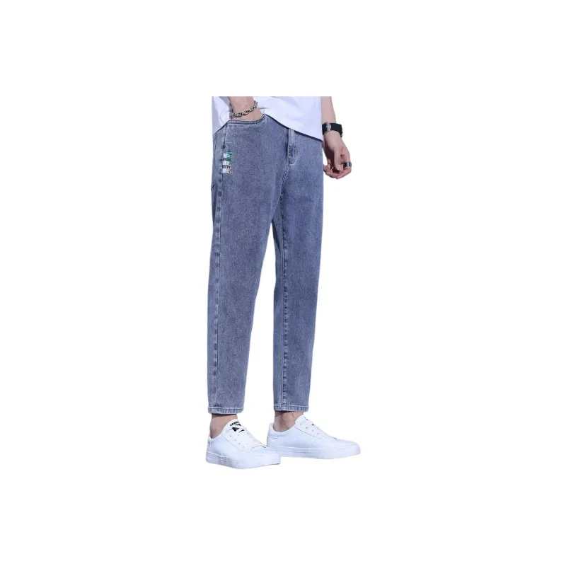 JIKENDI Jeans Men Light Blue Ankle Length-0