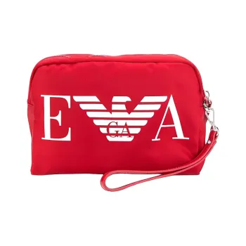 EMPORIO ARMANI Nylon Toiletry Bag Clutch Unisex Red